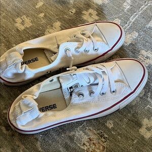 Converse White Sneakers with Red Trim